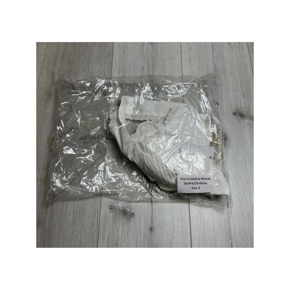 Serpenti Contadina Blouse White‎ Ruffle Trim Sleeveless Crop Top S New With Tags - Picture 4 of 6
